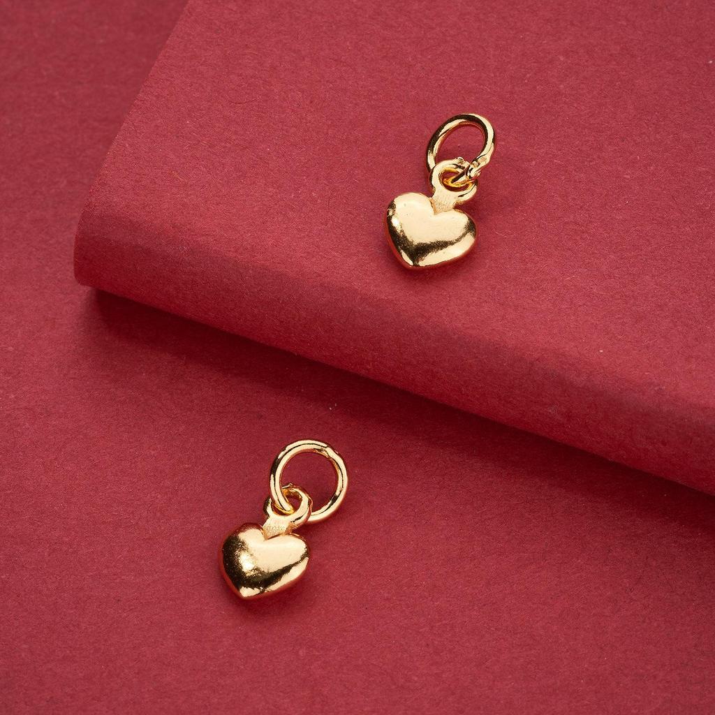 Gold-Plated Heart Pendant Charm: S925 Sterling Silver, Polished for DIY Beading Bracelet Accessories