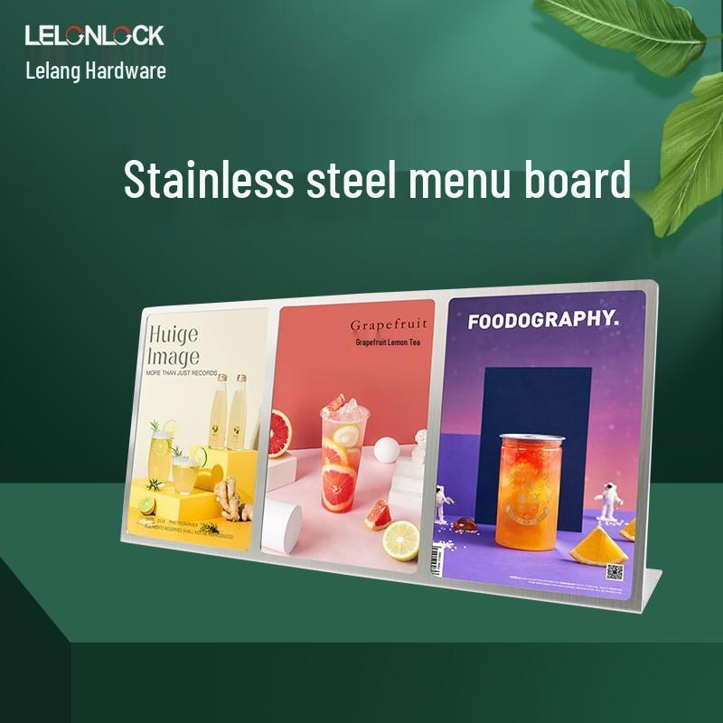 A4 Stainless Steel Vertical Price Tag Display Stand for Table or Bar Counter