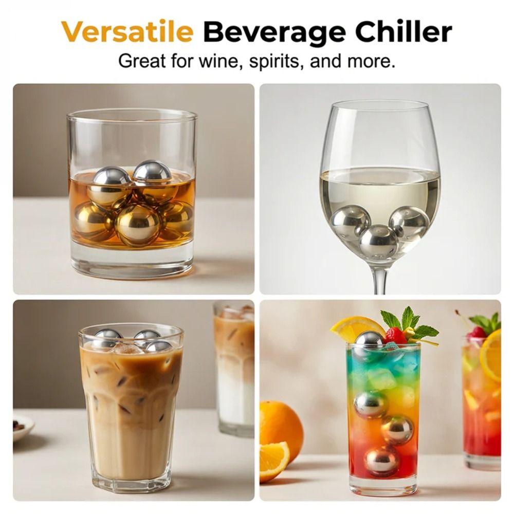 25mm Stainless Steel Ice Cubes Ball Reusable Whiskey Stones Set New Spherical Steel Ice Cubes