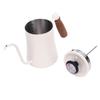 600ML Coffee Brewing Pot 304 Stainless Steel Water Pot with Temperature Meter Wood Handle   Spout