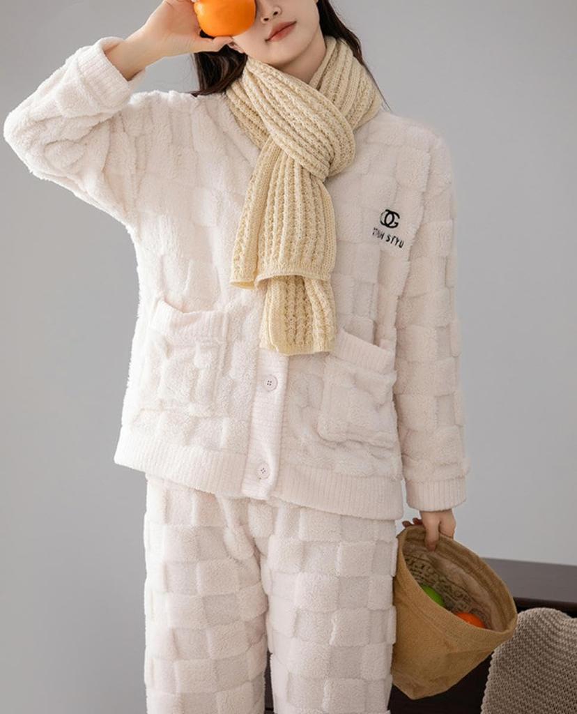 CORELAVISH Cute Long Sleeve Loungewear Set with Perfect for and Fluffy Top and Bottom Available in Pink and Also Plus Size and Loose Perfect for