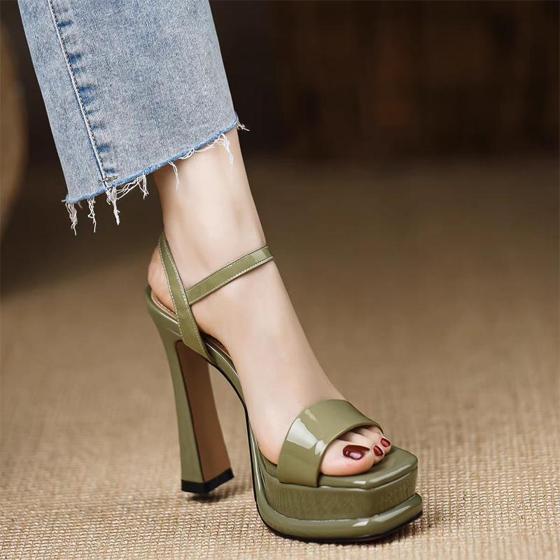 Mode High Heels Damen Sandalen Plateau Schuhe mit eckiger Zehenpartie Kleid Elegante Pumps Frau Mode Hausschuhe 2025 Trend Sommer Zapatillas Mujer