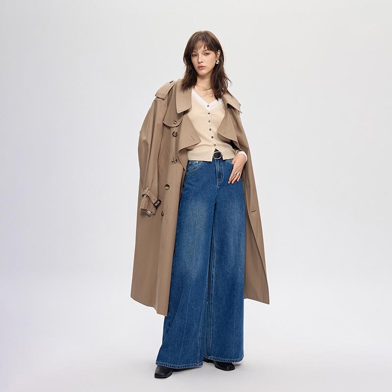 MBB Women s High-Waisted Wide-Leg Jeans, Autumn 2025 Style, Pure Cotton, Floor-Length, Slimming, Loose Fit. 26