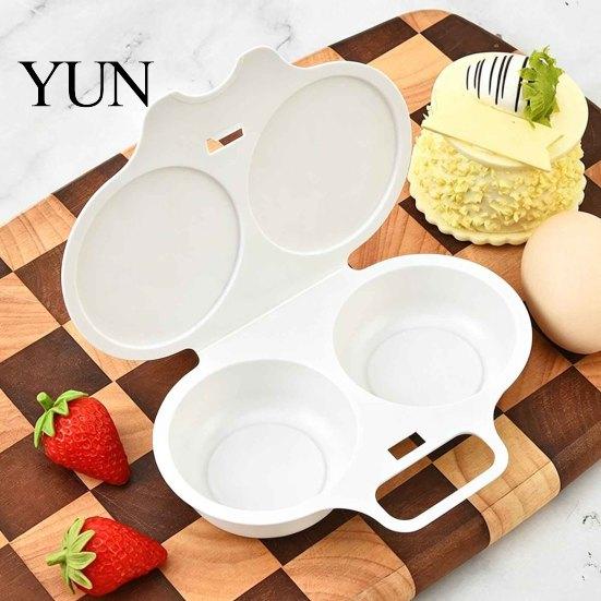 Food Grade PP Egg Poacher Dual Cavity Microwave Cooker, Food-Grade Steamer Mold for Poached Steamed Fried Boiled Eggs, Non-Stick Quick Breakfast Maker