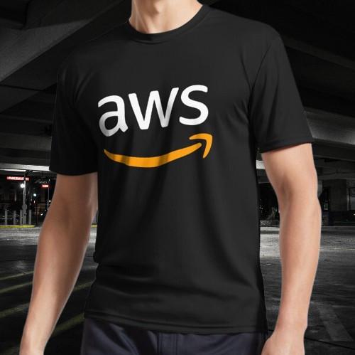 AWS logo (Amazon Web Services logo) Active Logo Funny Size Mode American T-shirt S