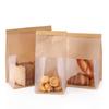 20pcs StoBag Kraft Bakery Bags with Clear Window Reclosable Zipper Bags for Bread Cookies Pastry Candy Cafe Takeout