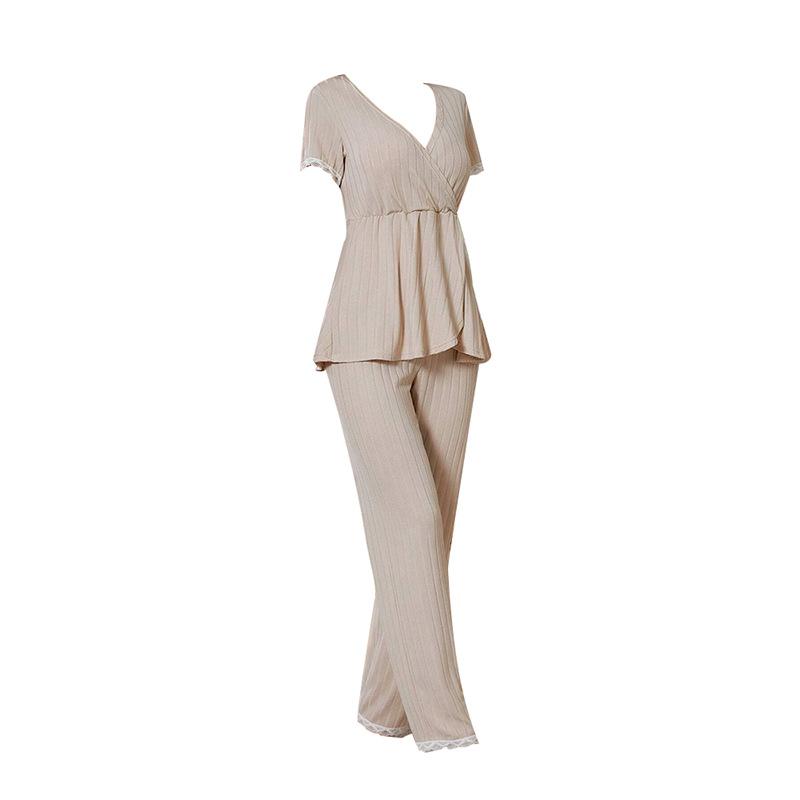 European and American new thick short sleeves can be worn outside trousers loungewear two-piece set women's pajamas