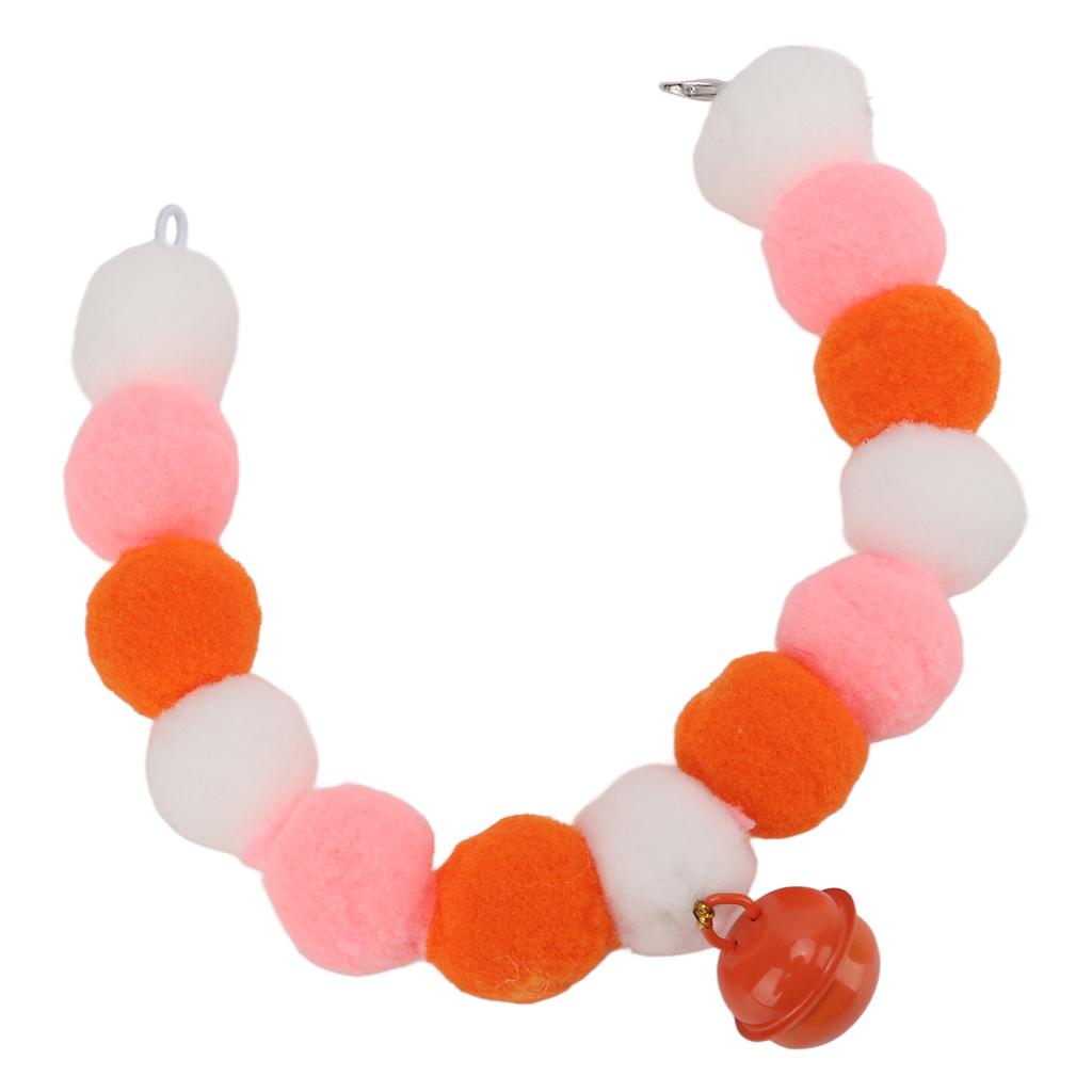 Pet Collar Soft Lightweight Plush Balls Cute Dog Cat Collar with Bell for Party DailyOrange 34cm