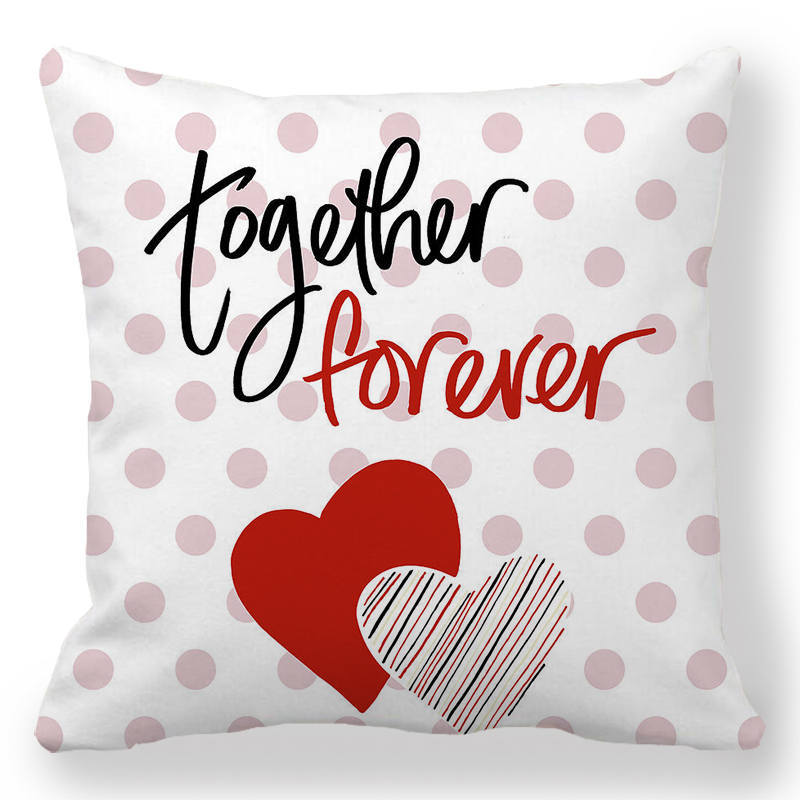 Creative Valentine's Day Happy Letters Digital printing short plush pillow covers for car sofa office cushion cover home goods