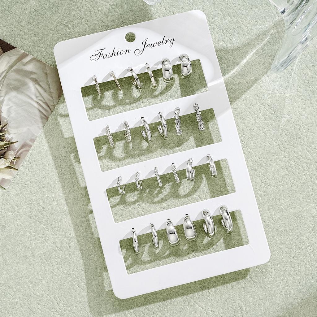 Modisches Creolen-Set mit Kristallen, Kreis, Gold/Silber, Ohrringe für Damen, Schmuck-Accessoires