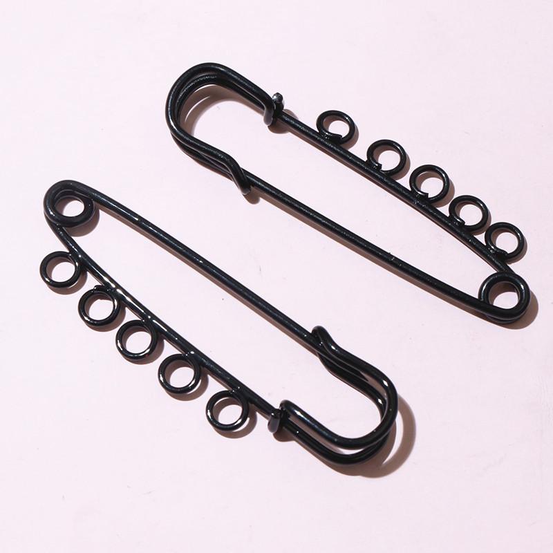 10pcs 50x16mm Safety Pins Brooch Metal Sewing Pins Clothes Pins with 3/5 Loops for Tags DIY Crafts Jewelry Making Findings
