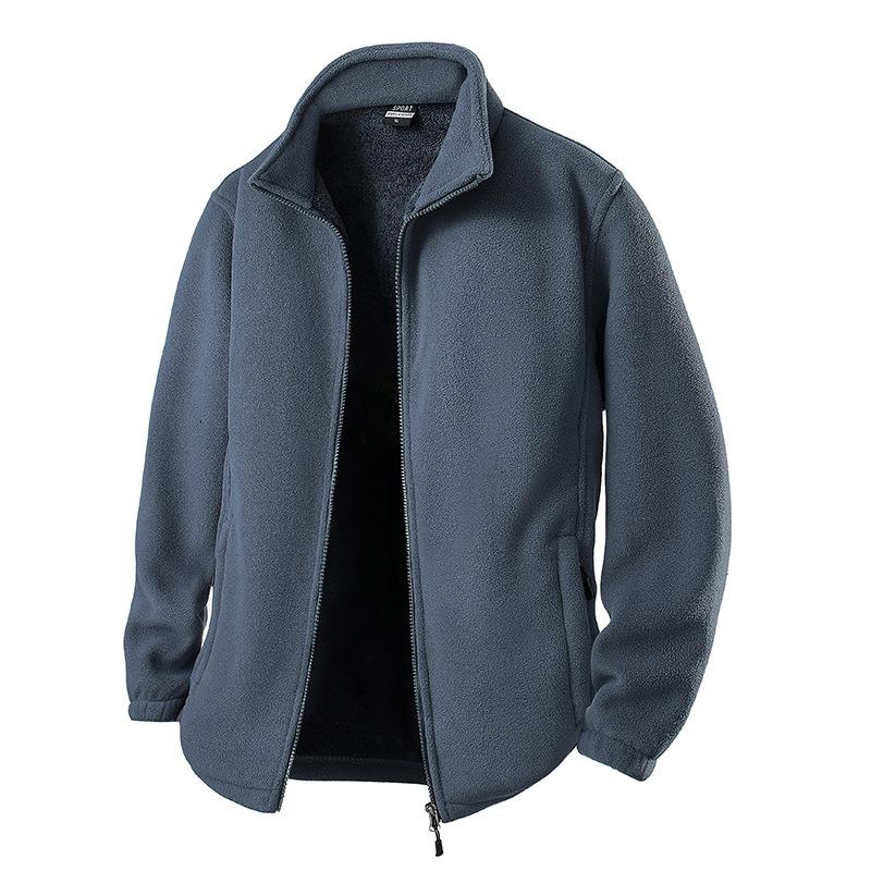 Fuzzy Sherpa Jacket for Men Casual Full Zip Stand Collar Fall Winter Warm Outwear Polar Fleece Jackets Men's Outdoor Hiking Soft Coat With Pockets
