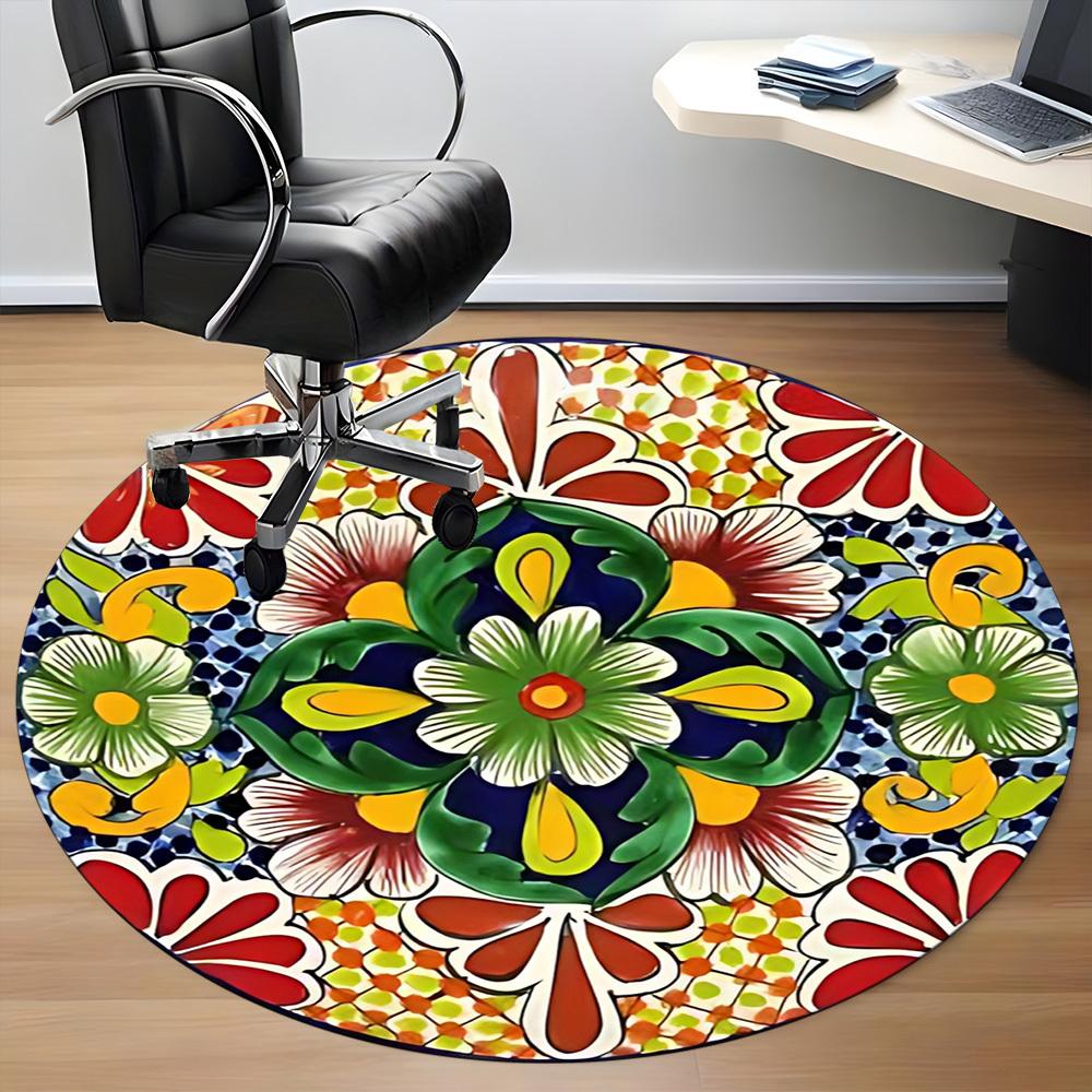 1pc Floral Design Chair Carpet for Office, Soft Comfortable Mat For Office, Living Room, Bedroom, Machine Washable Carpet yy251112050