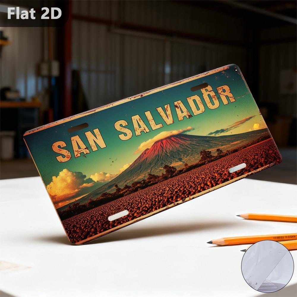 Custom San Salvador Volcano Metal Sign Travel Souvenir Cafe Garage Garden Wall Decor Gift 12x5.9 Inch