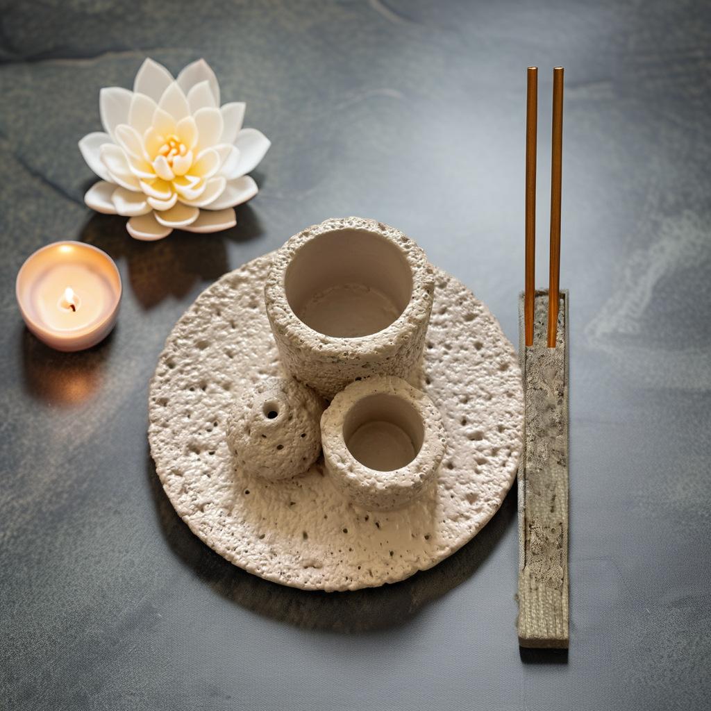 Handmade Stoneware Stick Candle Holder Cement Chime Candle Palo Santo Smudging Multifunctional Holder
