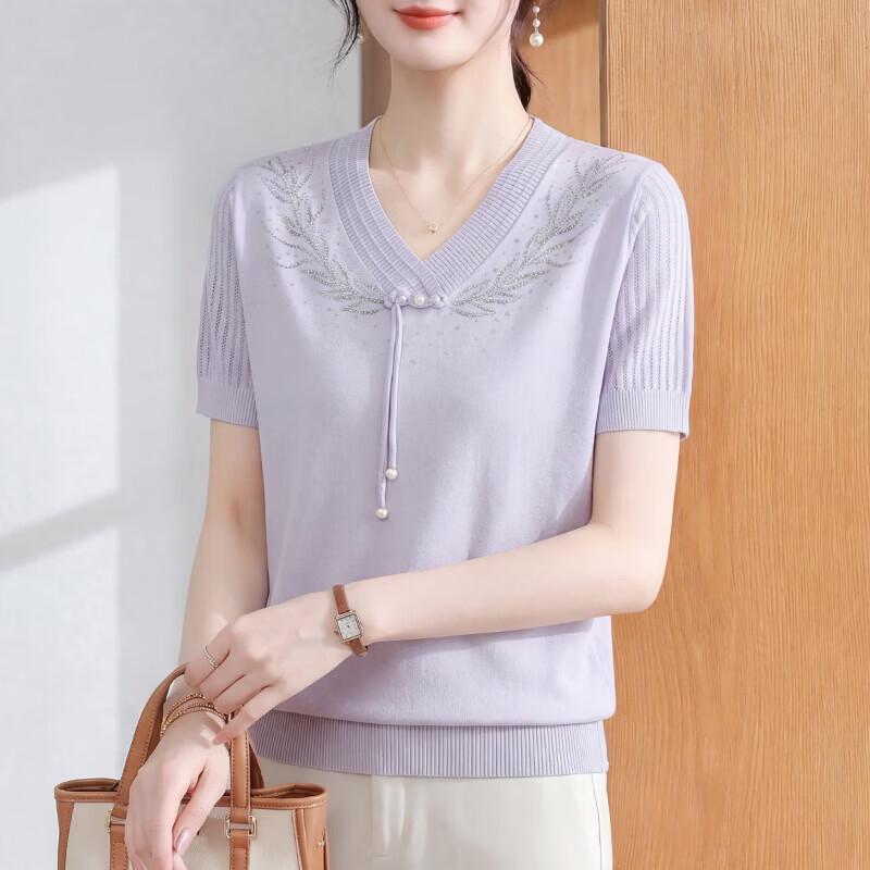 

Women s Stylish Ice Silk Short Sleeve Top 4XL