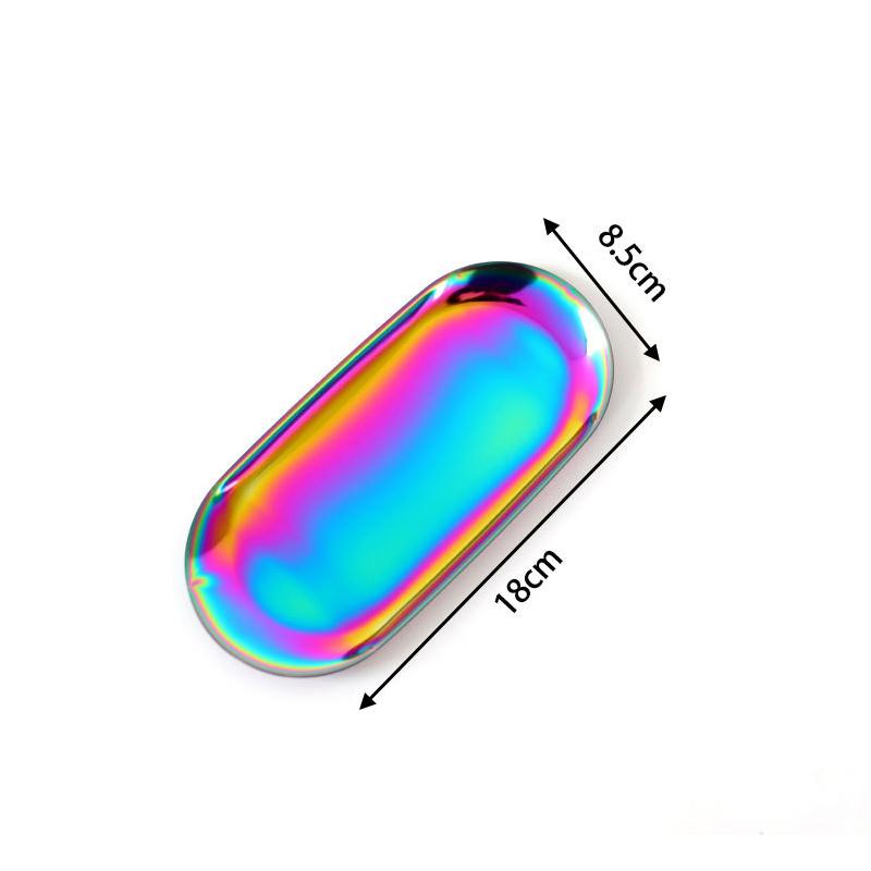 Ablagefach aus Edelstahl im koreanischen Stil, Dessertteller, Nuss-, Obst-, Kuchen- und Teetablett, Desktop-Kosmetik- und Schmucktablett