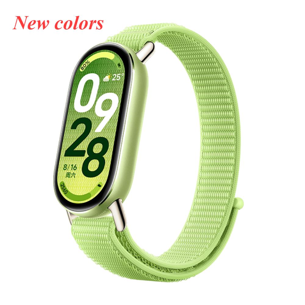 

Нейлоновый дышащий ремешок для Xiaomi Mi Band 10 9 8, браслет, металлическая головка с частицами для Mi Band 10 9 8 NFC, аксессуары Mi Smart Band 10/10NFC зелёный