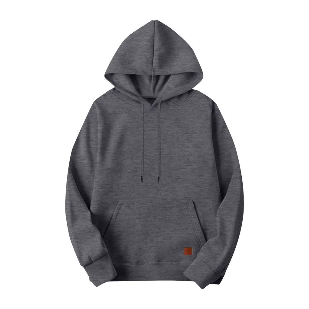 Men's Color Hooded Pullover Long Sleeve With Pockets Casual Sports Sweatshirt