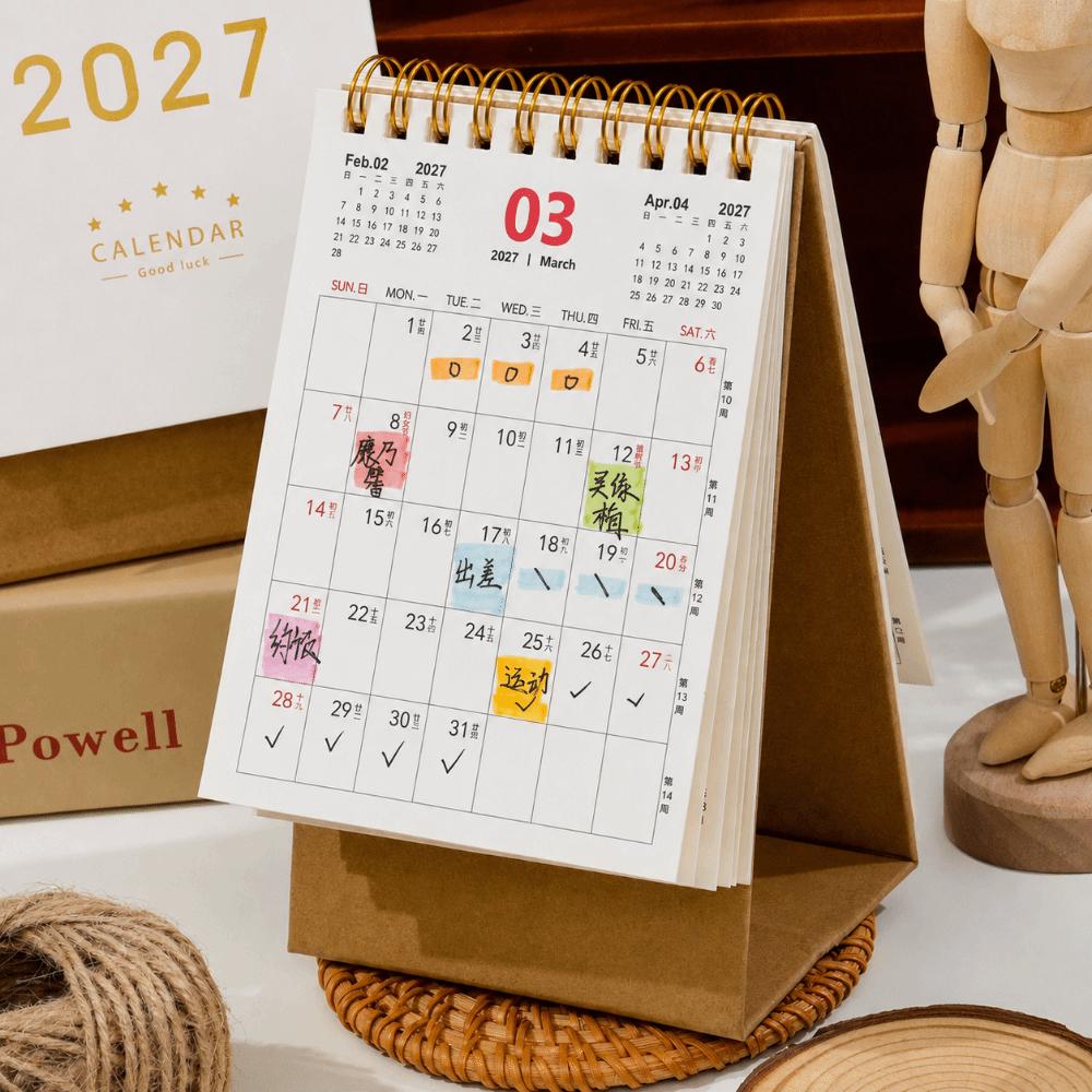Multi-function Desktop Paper Calendar Standing Planner Scheduler 2027 Desk Calendar Home Office