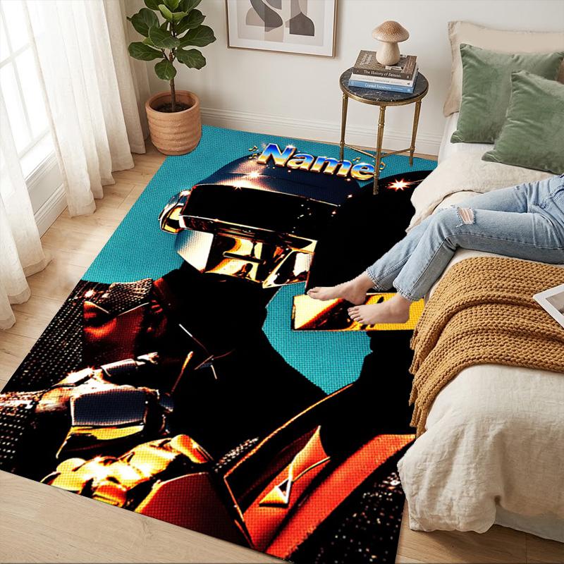 Custom Name Daft Punk Carpet Rug for Bedroom Living Room Home Sofa Decoration,Playroom Sofa Office Home Decor Game Large Decor Floor Mat