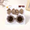 1Set Children Headwear Glasses Solid Soft Bowknot Head Bands Girls Lace Barrette Retro Headbands Sunglasses Kids Hair Band Sets