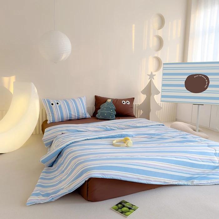 

New Dopamine Washed Cloud Cotton Big Eye Series Summer Quilt Four-Piece Three-Piece Set Single Piece Summer Quilt Cool 1.5x2.0m 1pcs