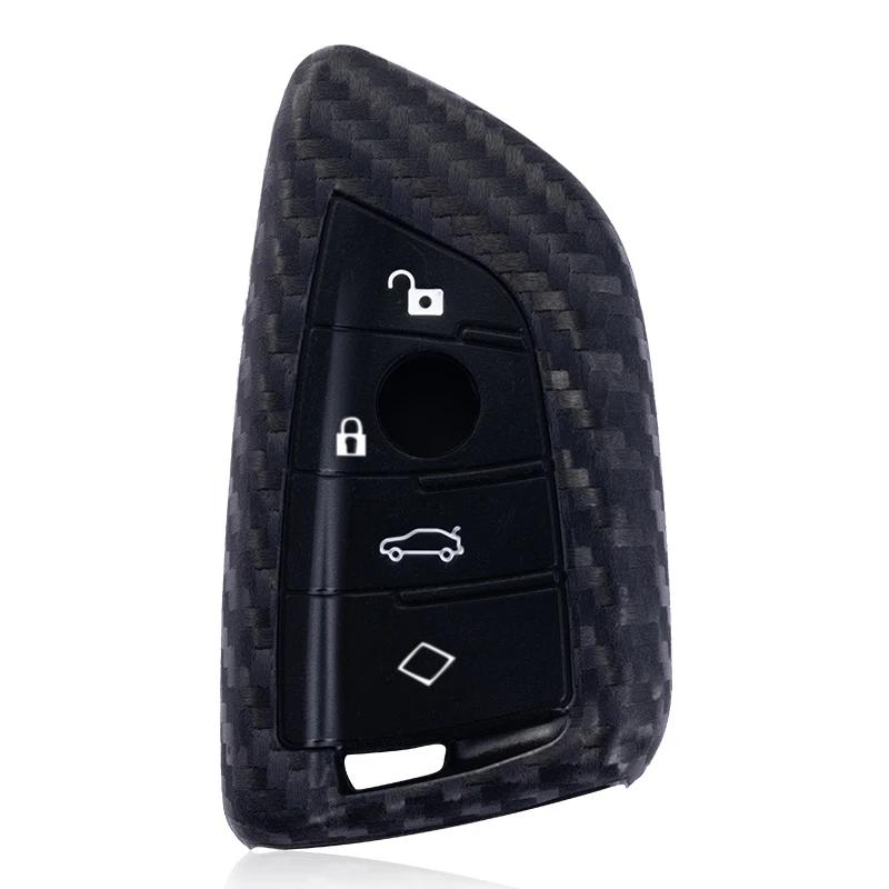 Carbon Fibler Style Silicone Car Key Case For Bmw X1 X3 X4 X5 X6 F15 F16 F48 G30 G38 525 540 740 1 2 5 7 Series Key Protector