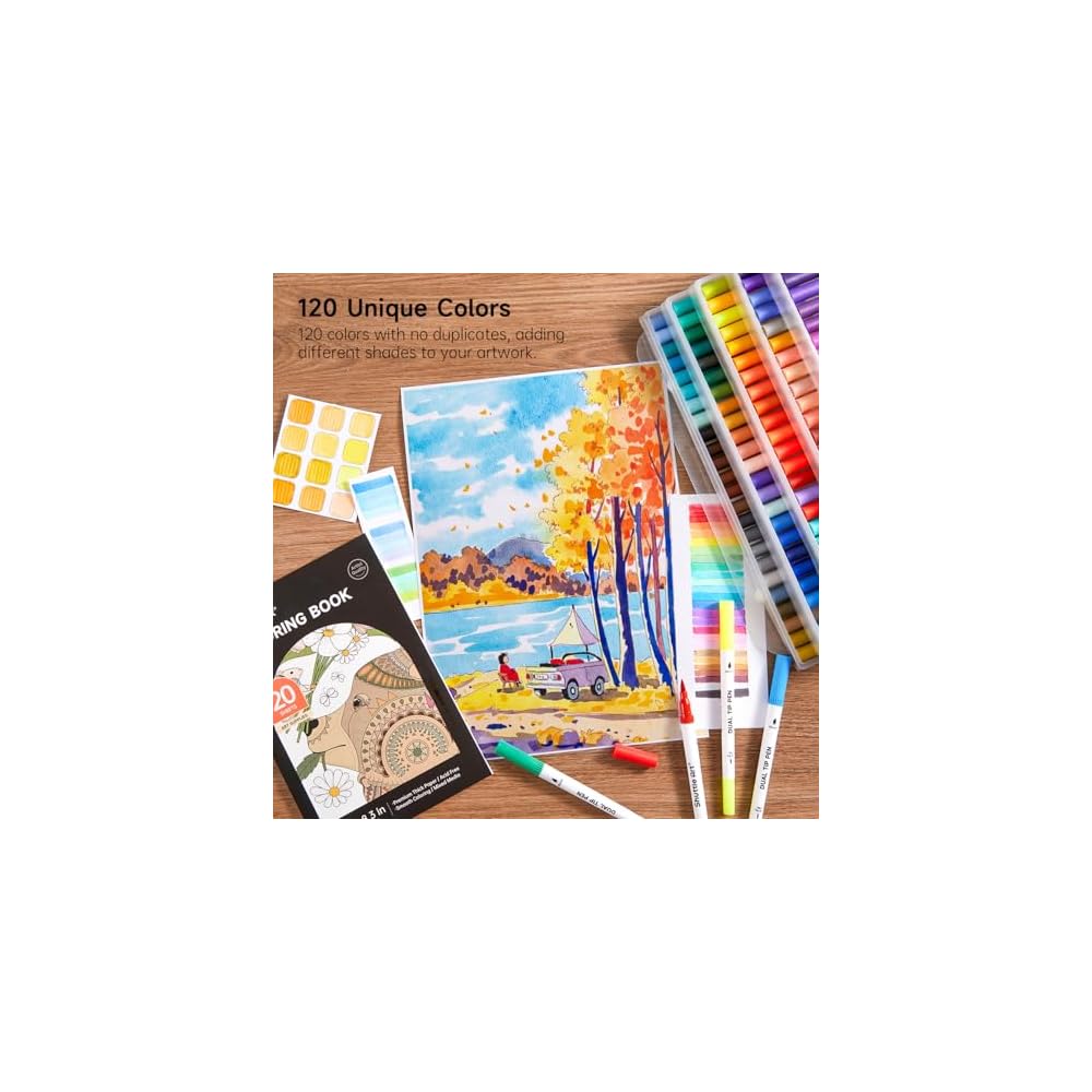Shuttle Art Brush Pen Watercolor Brush 120 Color Set Markers Watercolor Twin Markers Water-based