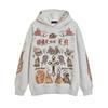 Trendy Brand Hooded Sweatshirt American Hip Hop Vintage Top Graffiti Print Couple Hoodie Loose For Men And Women