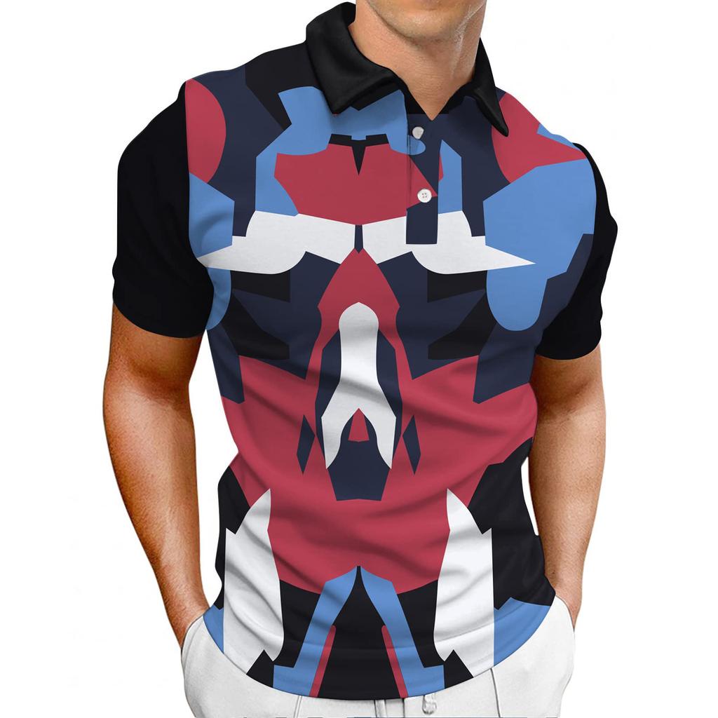 Men's Shirt Golf Shirt Retro Color Contrast Outdoor Street Short Sleeves Button-Down Print Clothing Apparel Fashion Designer Casual Breathable