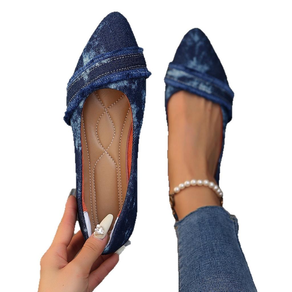 2025 new flat-bottomed pointed shallow mouth single shoes fashionable and comfortable women's single shoes summer non-slip one-pedal soft-soled single