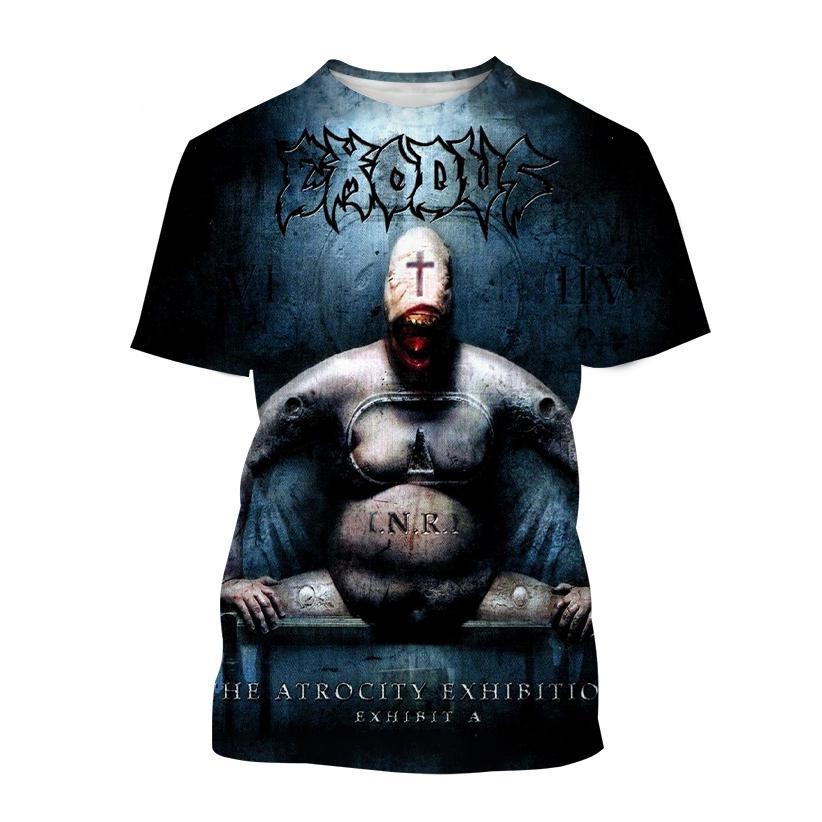 Heißer Verkauf Exodus Personalisiertes bedrucktes 3D-Druck-T-Shirt Personalisierte Band Hip-Hop Männer und Frauen Casual Cooles T-Shirt Harajuku Street Punk