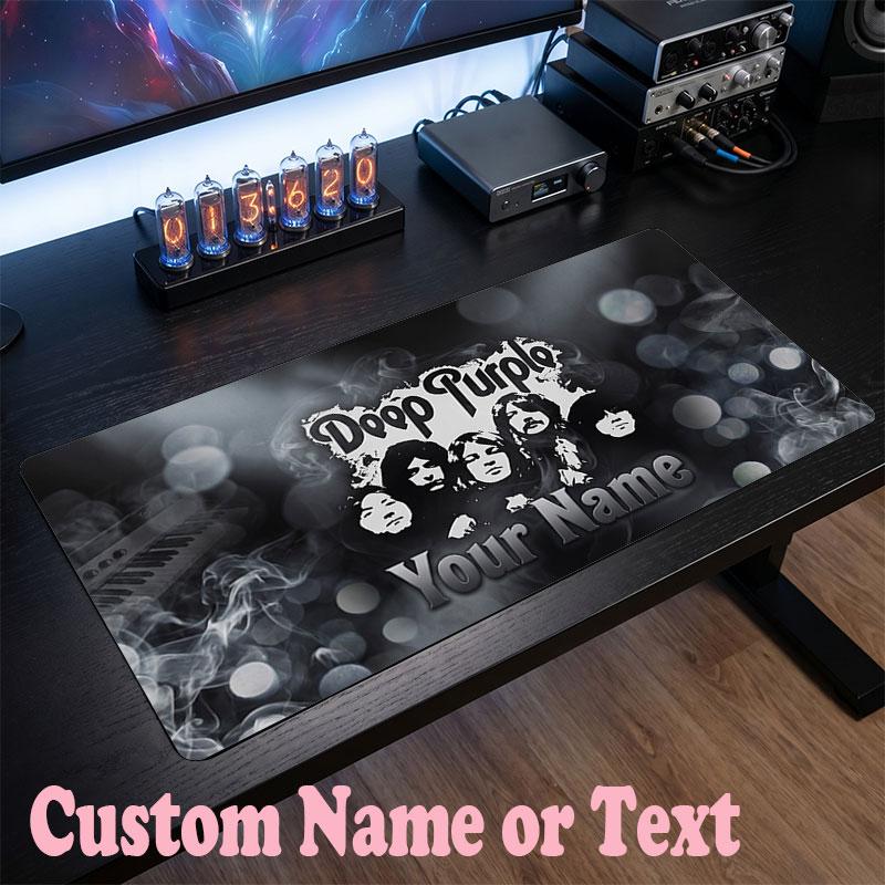 Deep Purple Customized Name Text Mouse Pad, Large Desk Mouse Mat Personalized Home Office Present