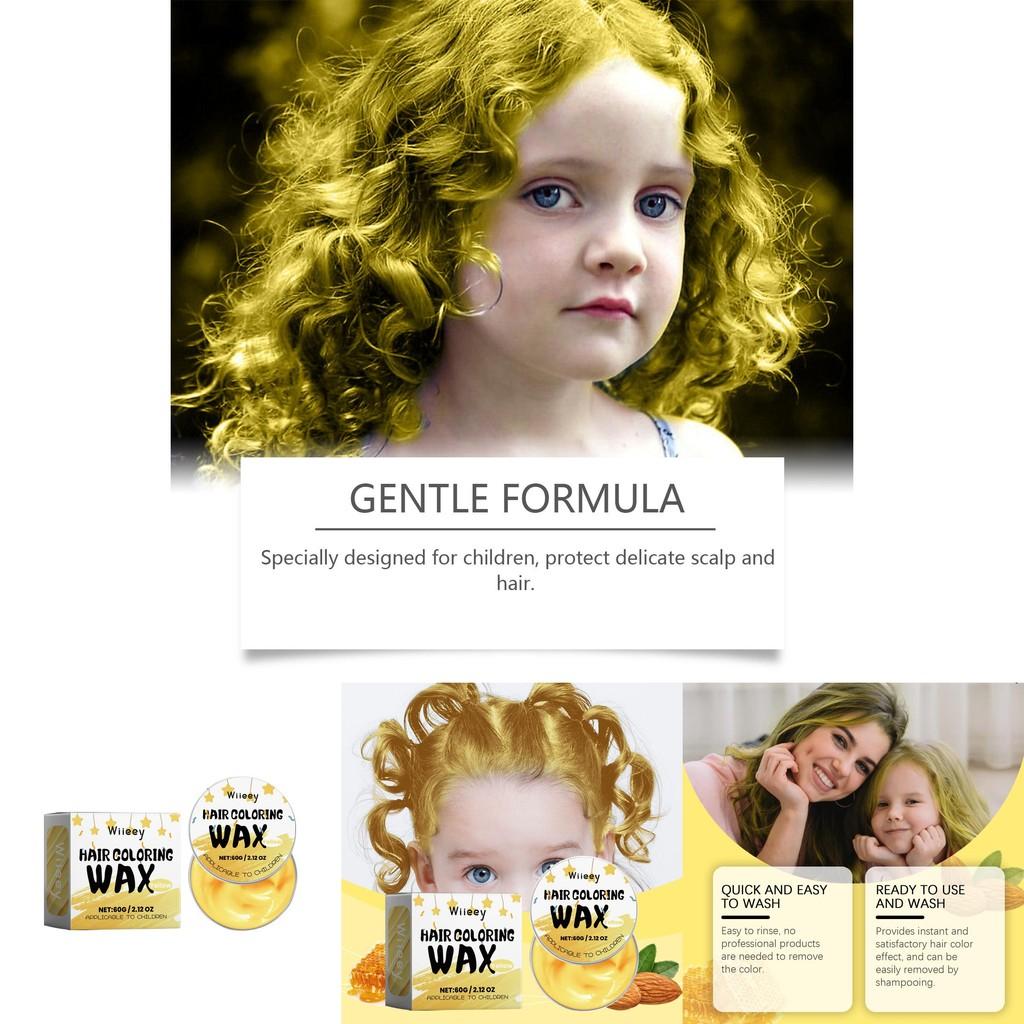Wiieey Yellow Children's Colorful Hair Wax Natural Nourishing Lasting Color Safe Styling
