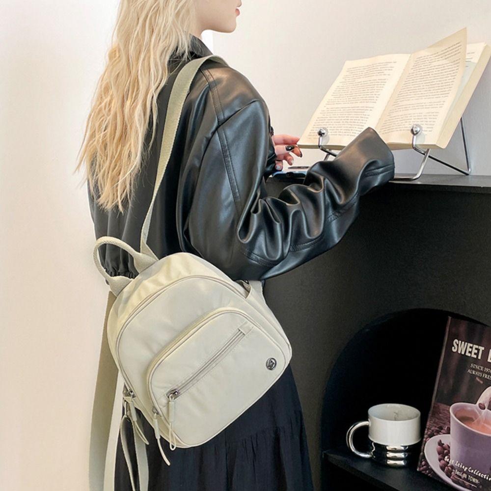 

Solid Color Multipockets Casual Backpack Portable Minimalist Commuting Backpack Student хакі
