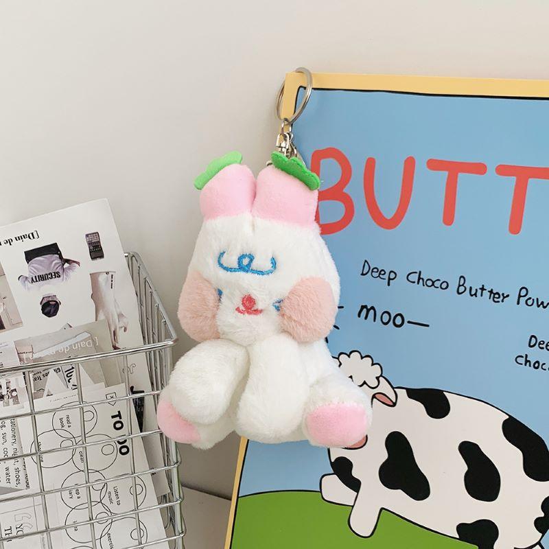 

Ins Style Cartoon Plush Radish Rabbit Doll Mini Machine Doll School Bag Pendant Keychain Girl Heart Doll Height about 14cm