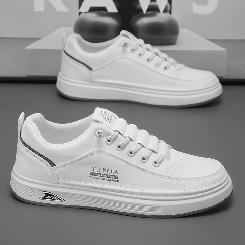 Pánské boty s jedním pedálem, jarní volnočasové sportovní boty s měkkou podrážkou, všestranné bílé boty, pánské kožené povrchové vodotěsné trendy pracovní boty