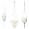 Decorative Self Watering Hanging Plant Pot White ABS Flower Basket with Eggshel Design for Balcony and Indoor Outdoor Garden