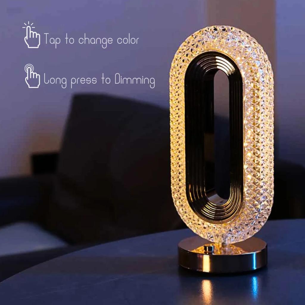 New Elegant, Modern, and Luxurious Oval Crystal Table Lamp - Stylish Rechargeable Night Light for Bedroom and Living Room - Crea