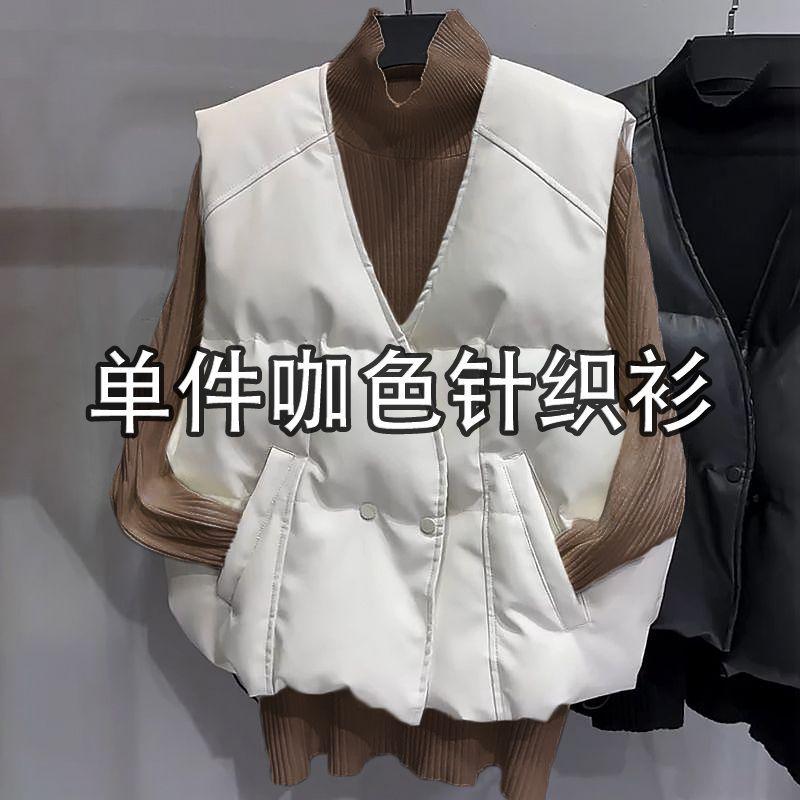 

Стильный кожаный жилет женский осенне-зимний с термоворотником и карманами, кожаная куртка 4XL recommends within 170-95kg