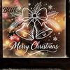 Winter Festive Glass Decoration Christmas Bell Window Sticker PVC Decals with Snowflake Bow Patterns for Xmas Party Ornaments Holiday Home