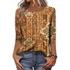 Loose Fit Women's Casual Printed Top Three Quarter Sleeve Blouse Lightweight Comfortable Fabric Stylish Design Suitable for Everyday Wear