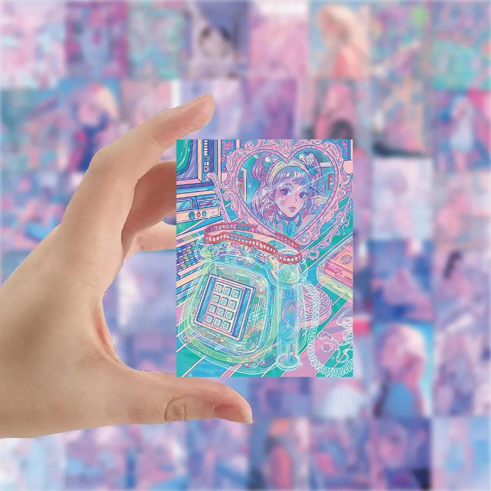 60PCS Pink-Purple Girl Stickers - Soft-Toned Cute Designs for Decorating Notebooks, Phones & DIY Crafts AnimeWorlds Store