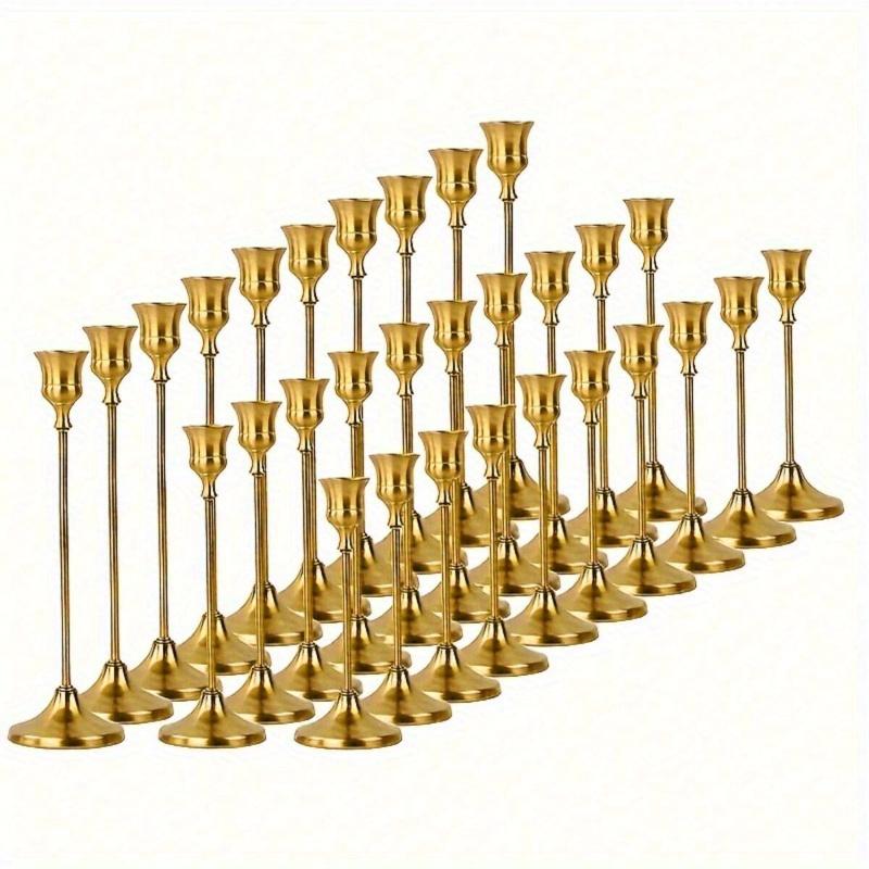 Vintage Gold Metal Tapered Candle Holders, Modern High Pedestal Candle Stand Decor, Tabletop Centerpiece For Wedding Party Dining
