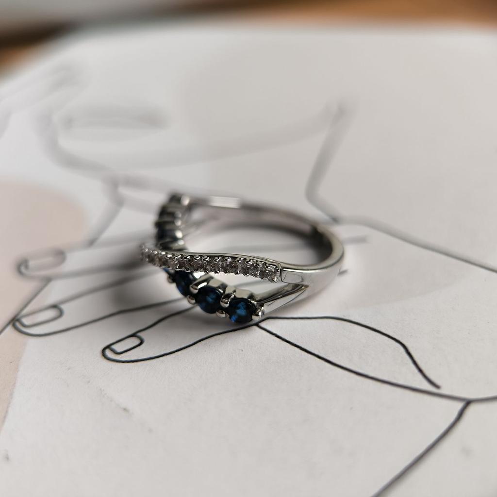 Silver Ring with Nano Sapphire 0.83ct, Item Weight 3.25 Gr (2189039)