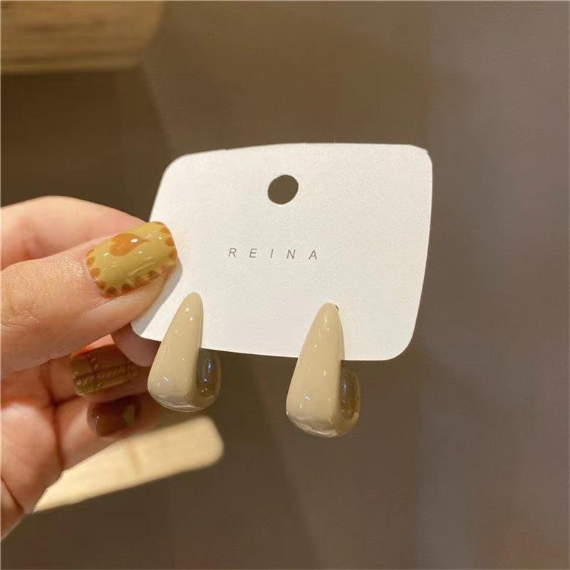 New Letter L U-Shaped Stud Earrings For Woman Irregular Statement Brown Geometric Metal Hook Oorbellen Valentine'S Day Gift