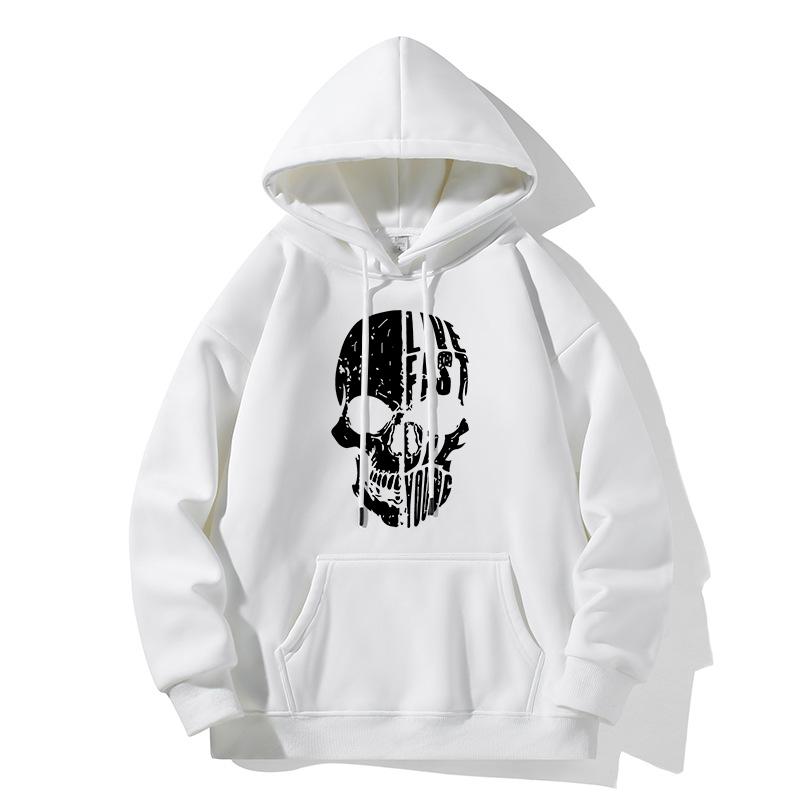 Hot Hoodie Skull Print Hoodie Men's Fashion Hip Hop Loose Hoodie Casual New Sweatshirt Pocket Fleece Harajuku Street Hoodie