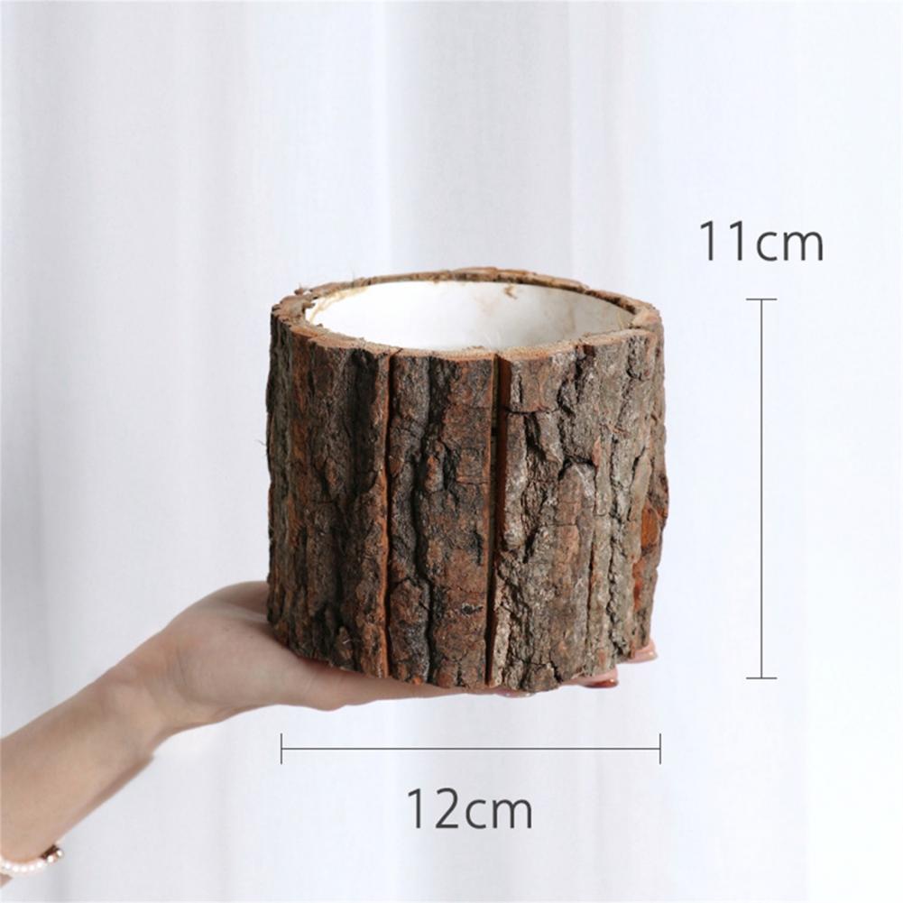 Creative Flower Pot Vintage Plant Pot Christmas Xmas Decoration Flowerpots Fake Tree Bark Succulent Dried Flower Vase Barrel