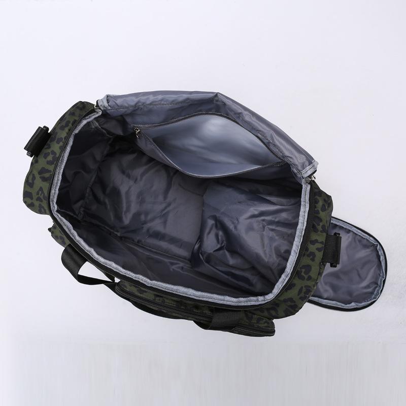 Travel bag Leopard print independent shoe compartment Large capacity hand bag Boarding fitness Yoga storage shoulder bag